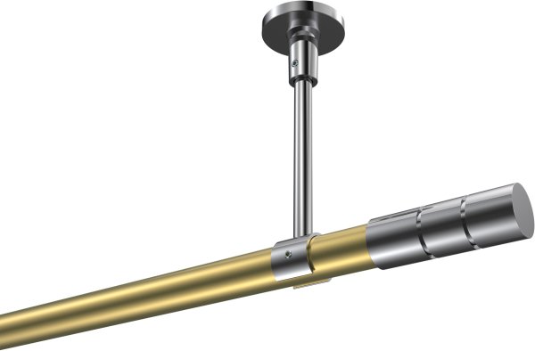 Gardinenstange Metall 20 mm Ø SONETTE - Elanto Messing-Optik / Chrom (ohne Ringe) 420 cm (3 x 140 cm)