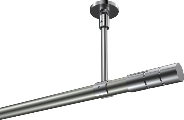 Gardinenstange Metall 20 mm Ø SONETTE - Elanto Edelstahl-Optik / Chrom (ohne Ringe) 420 cm (3 x 140 cm)
