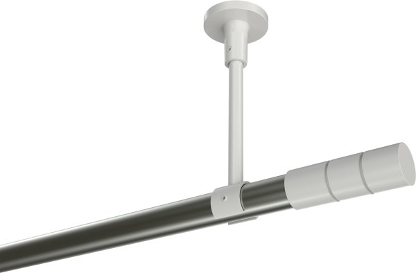 Gardinenstange Metall 20 mm Ø SONETTE - Elanto Edelstahl-Optik / Weiß (ohne Ringe) 420 cm (3 x 140 cm)