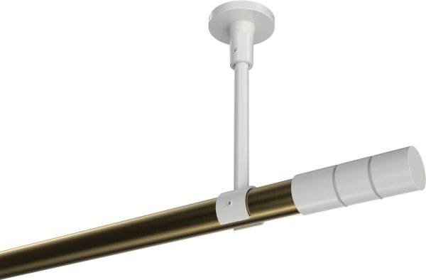 Gardinenstange Metall 20 mm Ø SONETTE - Elanto Messing Antik / Weiß (ohne Ringe) 420 cm (3 x 140 cm)