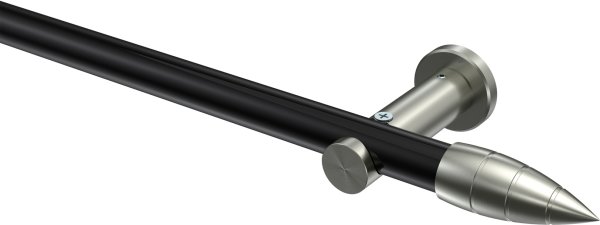 Gardinenstange Metall 20 mm Ø PLATON - Samanto Schwarz / Edelstahl-Optik (ohne Ringe) 100 cm