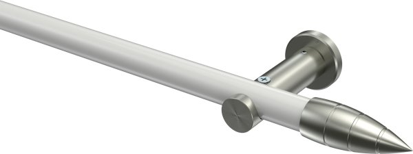 Gardinenstange Metall 20 mm Ø PLATON - Samanto Weiß / Edelstahl-Optik (ohne Ringe) 100 cm