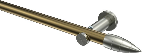 Gardinenstange Metall 20 mm Ø PLATON - Samanto Messing Antik / Edelstahl-Optik (ohne Ringe) 100 cm