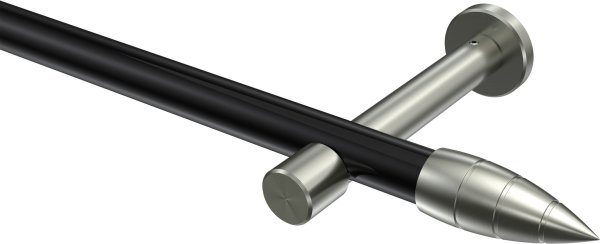 Gardinenstange Metall 20 mm Ø PRESTIGE - Samanto Schwarz / Edelstahl-Optik (ohne Ringe) 100 cm
