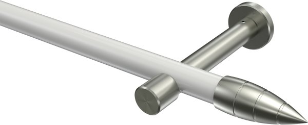 Gardinenstange Metall 20 mm Ø PRESTIGE - Samanto Weiß / Edelstahl-Optik (ohne Ringe) 100 cm