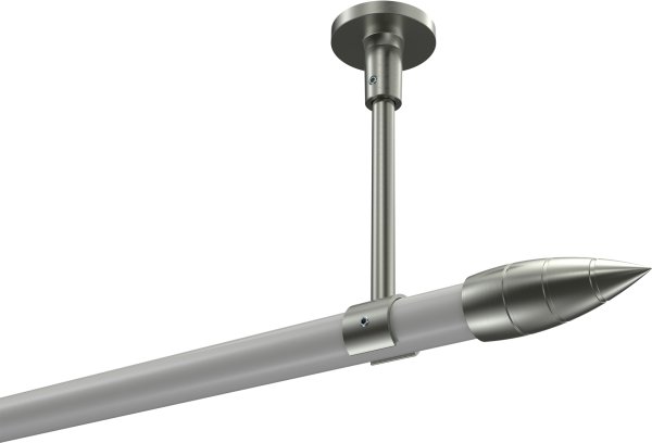 Gardinenstange Metall 20 mm Ø SONETTE - Samanto Weiß / Edelstahl-Optik (ohne Ringe) 420 cm (3 x 140 cm)