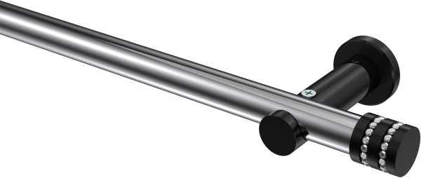 Gardinenstange Metall 20 mm Ø PLATON - Estana Chrom / Schwarz (ohne Ringe) 100 cm
