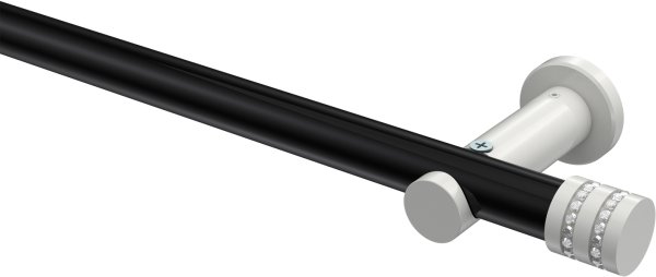 Gardinenstange Metall 20 mm Ø PLATON - Estana Schwarz / Weiß (ohne Ringe) 100 cm