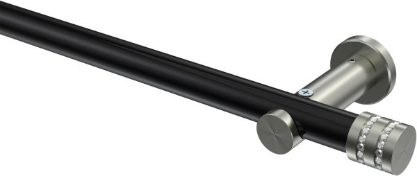 Gardinenstange Metall 20 mm Ø PLATON - Estana Schwarz / Edelstahl-Optik (ohne Ringe) 100 cm