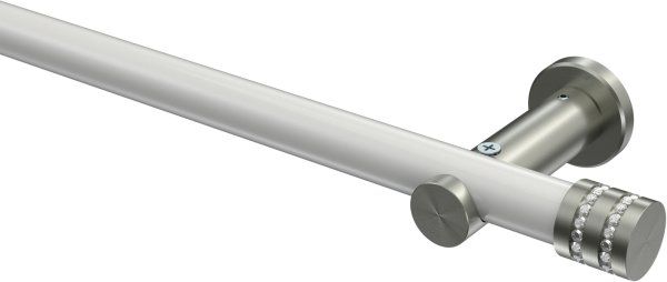 Gardinenstange Metall 20 mm Ø PLATON - Estana Weiß / Edelstahl-Optik (ohne Ringe) 100 cm