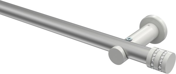 Gardinenstange Metall 20 mm Ø PLATON - Estana Silbergrau / Weiß (ohne Ringe) 100 cm