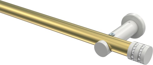 Gardinenstange Metall 20 mm Ø PLATON - Estana Messing-Optik / Weiß (ohne Ringe) 100 cm