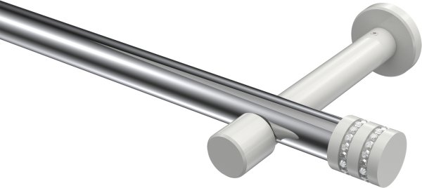 Gardinenstange Metall 20 mm Ø PRESTIGE - Estana Chrom / Weiß (ohne Ringe) 100 cm