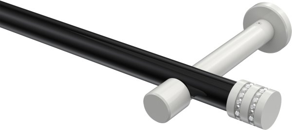 Gardinenstange Metall 20 mm Ø PRESTIGE - Estana Schwarz / Weiß (ohne Ringe) 100 cm