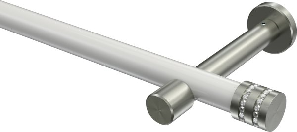Gardinenstange Metall 20 mm Ø PRESTIGE - Estana Weiß / Edelstahl-Optik (ohne Ringe) 100 cm