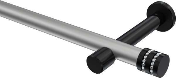 Gardinenstange Metall 20 mm Ø PRESTIGE - Estana Silbergrau / Schwarz (ohne Ringe) 100 cm