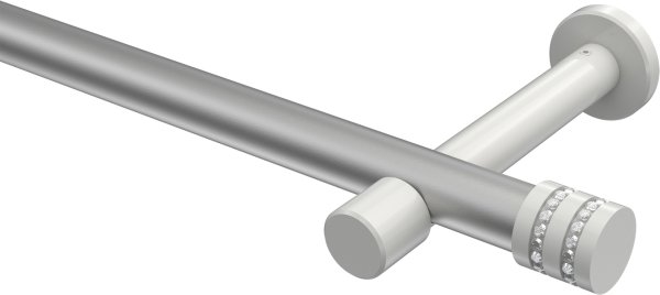 Gardinenstange Metall 20 mm Ø PRESTIGE - Estana Silbergrau / Weiß (ohne Ringe) 100 cm