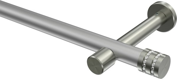 Gardinenstange Metall 20 mm Ø PRESTIGE - Estana Silbergrau / Edelstahl-Optik (ohne Ringe) 100 cm