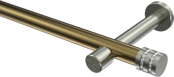 Gardinenstange Metall 20 mm Ø PRESTIGE - Estana Messing Antik / Edelstahl-Optik (ohne Ringe) 100 cm