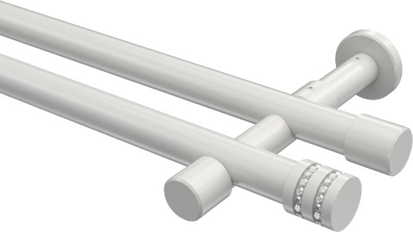 Gardinenstange Metall 20 mm Ø 2-läufig PRESTIGE - Estana Weiß (ohne Ringe) 100 cm