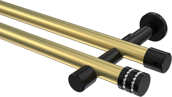 Gardinenstange Metall 20 mm Ø 2-läufig PRESTIGE - Estana Messing-Optik / Schwarz (ohne Ringe) 100 cm