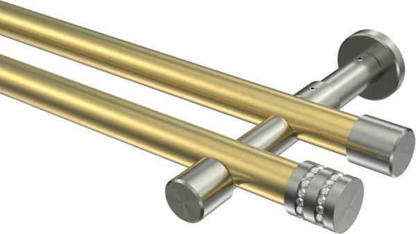 Gardinenstange Messing-Optik / Edelstahl-Optik 20 mm Ø 2-läufig PRESTIGE - Estana (ohne Ringe) 100 cm