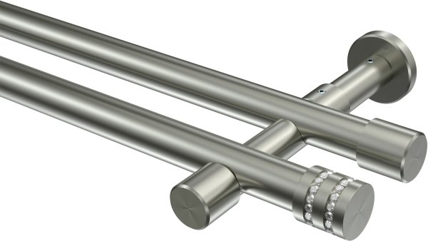 Gardinenstange Edelstahl-Optik 20 mm Ø 2-läufig PRESTIGE - Estana (ohne Ringe) 100 cm
