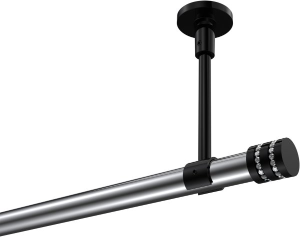 Gardinenstange Metall 20 mm Ø SONETTE - Estana Chrom / Schwarz (ohne Ringe) 420 cm (3 x 140 cm)