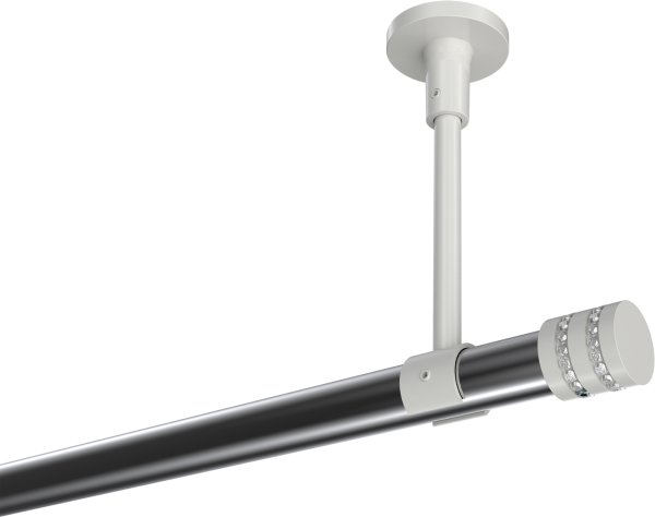 Gardinenstange Metall 20 mm Ø SONETTE - Estana Chrom / Weiß (ohne Ringe) 100 cm