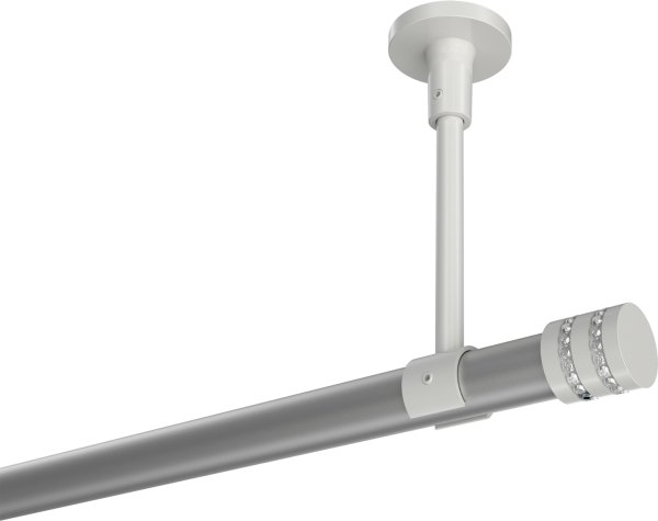Gardinenstange Metall 20 mm Ø SONETTE - Estana Silbergrau / Weiß (ohne Ringe) 420 cm (3 x 140 cm)