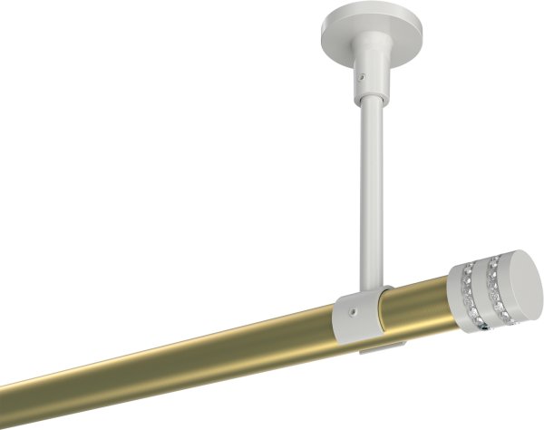 Gardinenstange Metall 20 mm Ø SONETTE - Estana Messing-Optik / Weiß (ohne Ringe) 420 cm (3 x 140 cm)