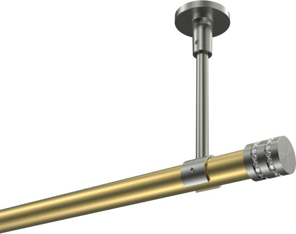 Gardinenstange Messing-Optik / Edelstahl-Optik 20 mm Ø SONETTE - Estana (ohne Ringe) 100 cm