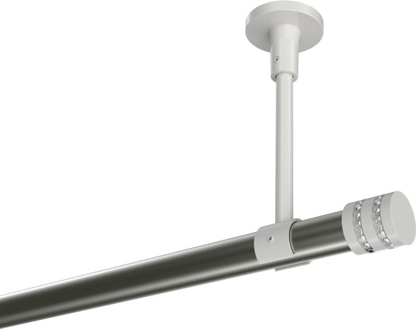 Gardinenstange Metall 20 mm Ø SONETTE - Estana Edelstahl-Optik / Weiß (ohne Ringe) 100 cm