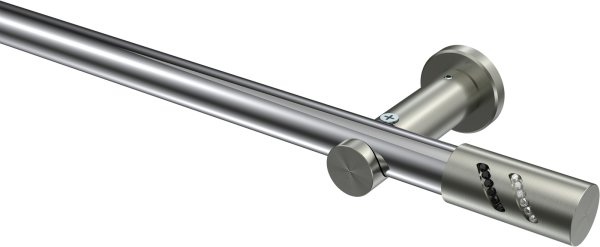 Gardinenstange Metall 20 mm Ø PLATON - Zoena Chrom / Edelstahl-Optik (ohne Ringe) 100 cm