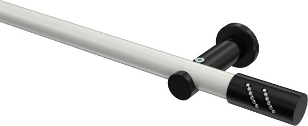 Gardinenstange Metall 20 mm Ø PLATON - Zoena Weiß / Schwarz (ohne Ringe) 100 cm