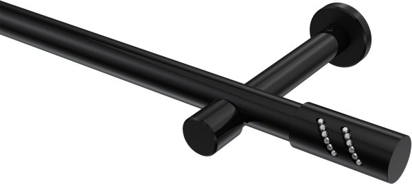 Gardinenstange Metall 20 mm Ø PRESTIGE - Zoena Schwarz (ohne Ringe) 520 cm (4 x 130 cm)
