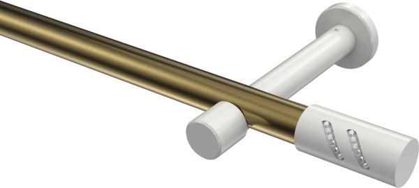 Gardinenstange Metall 20 mm Ø PRESTIGE - Zoena Messing Antik / Weiß (ohne Ringe) 100 cm
