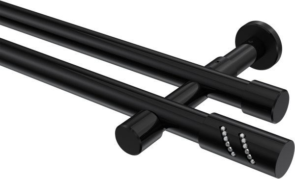 Gardinenstange Metall 20 mm Ø 2-läufig PRESTIGE - Zoena Schwarz (ohne Ringe) 100 cm