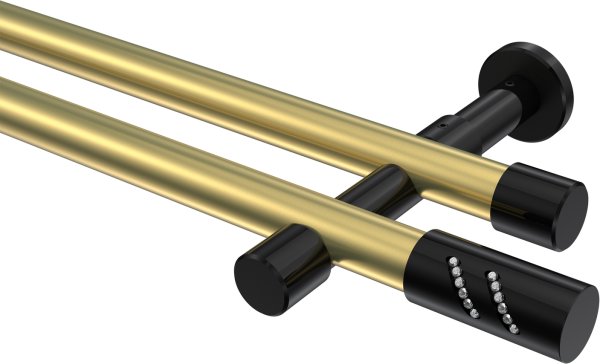 Gardinenstange Metall 20 mm Ø 2-läufig PRESTIGE - Zoena Messing-Optik / Schwarz (ohne Ringe) 100 cm