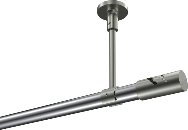 Gardinenstange Metall 20 mm Ø SONETTE - Zoena Chrom / Edelstahl-Optik (ohne Ringe) 420 cm (3 x 140 cm)