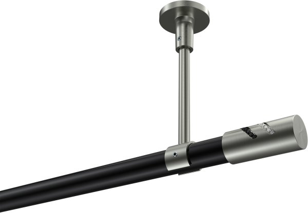 Gardinenstange Metall 20 mm Ø SONETTE - Zoena Schwarz / Edelstahl-Optik (ohne Ringe) 420 cm (3 x 140 cm)