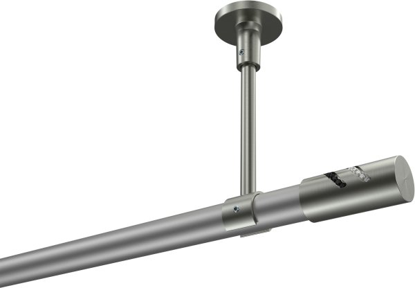 Gardinenstange Metall 20 mm Ø SONETTE - Zoena Silbergrau / Edelstahl-Optik (ohne Ringe) 420 cm (3 x 140 cm)