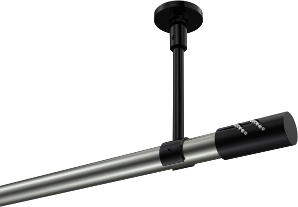 Gardinenstange Metall 20 mm Ø SONETTE - Zoena Edelstahl-Optik / Schwarz (ohne Ringe) 420 cm (3 x 140 cm)