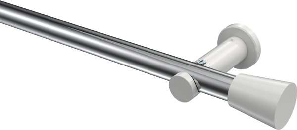 Gardinenstange Metall 20 mm Ø PLATON - Sitra Chrom / Weiß (ohne Ringe) 100 cm