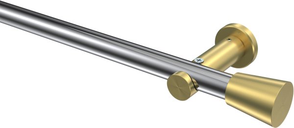 Gardinenstange Metall 20 mm Ø PLATON - Sitra Chrom / Messing-Optik (ohne Ringe) 100 cm