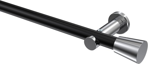 Gardinenstange Metall 20 mm Ø PLATON - Sitra Schwarz / Chrom (ohne Ringe) 100 cm