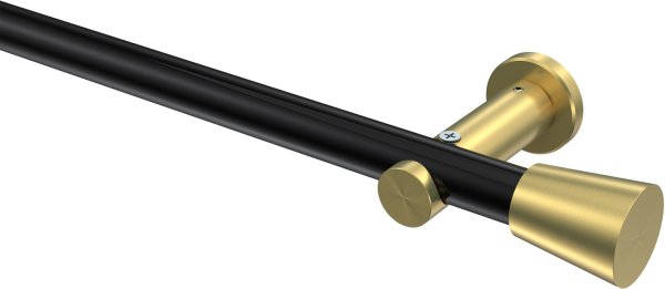 Gardinenstange Metall 20 mm Ø PLATON - Sitra Schwarz / Messing-Optik (ohne Ringe) 100 cm