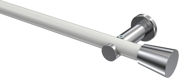 Gardinenstange Metall 20 mm Ø PLATON - Sitra Weiß / Chrom (ohne Ringe) 100 cm