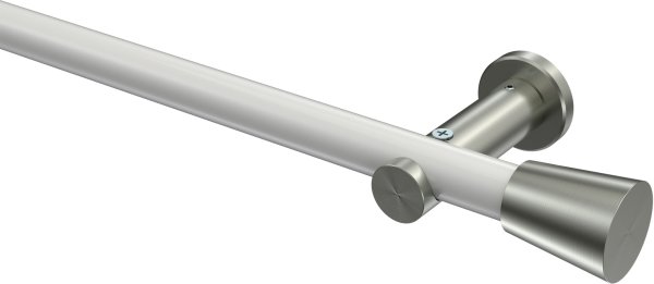 Gardinenstange Metall 20 mm Ø PLATON - Sitra Weiß / Edelstahl-Optik (ohne Ringe) 100 cm