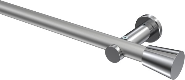 Gardinenstange Metall 20 mm Ø PLATON - Sitra Silbergrau / Chrom (ohne Ringe) 100 cm